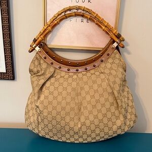 GUCCI GG Monogram Bamboo Handle Tote *Rehab*